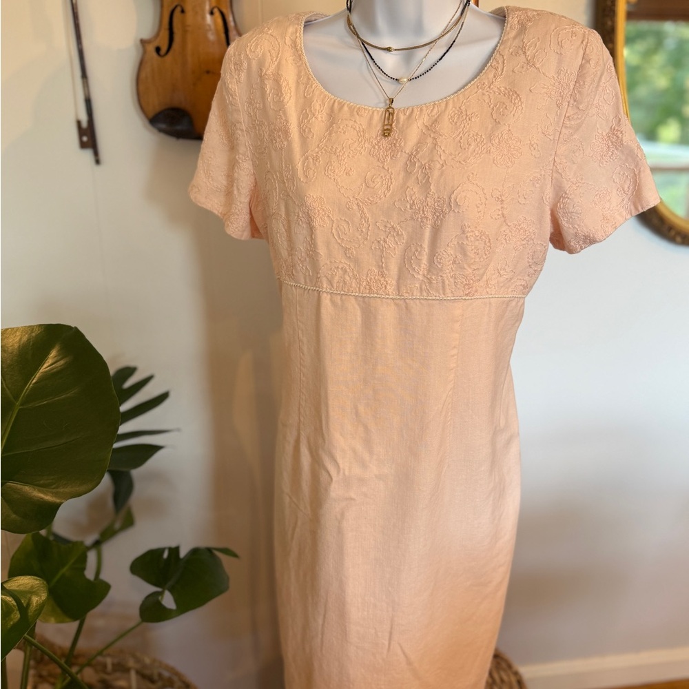 🌞Vintage Talbots Blush Pink Embroidered Dress, #63